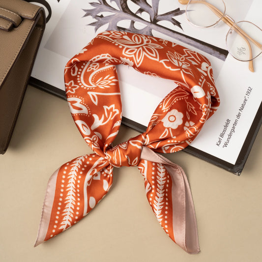 Foulard Carré Effet Soie 70x70 Imprimé Cachemire