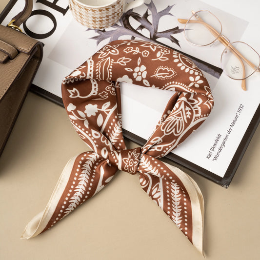 Foulard Carré Effet Soie 70x70 Imprimé Cachemire