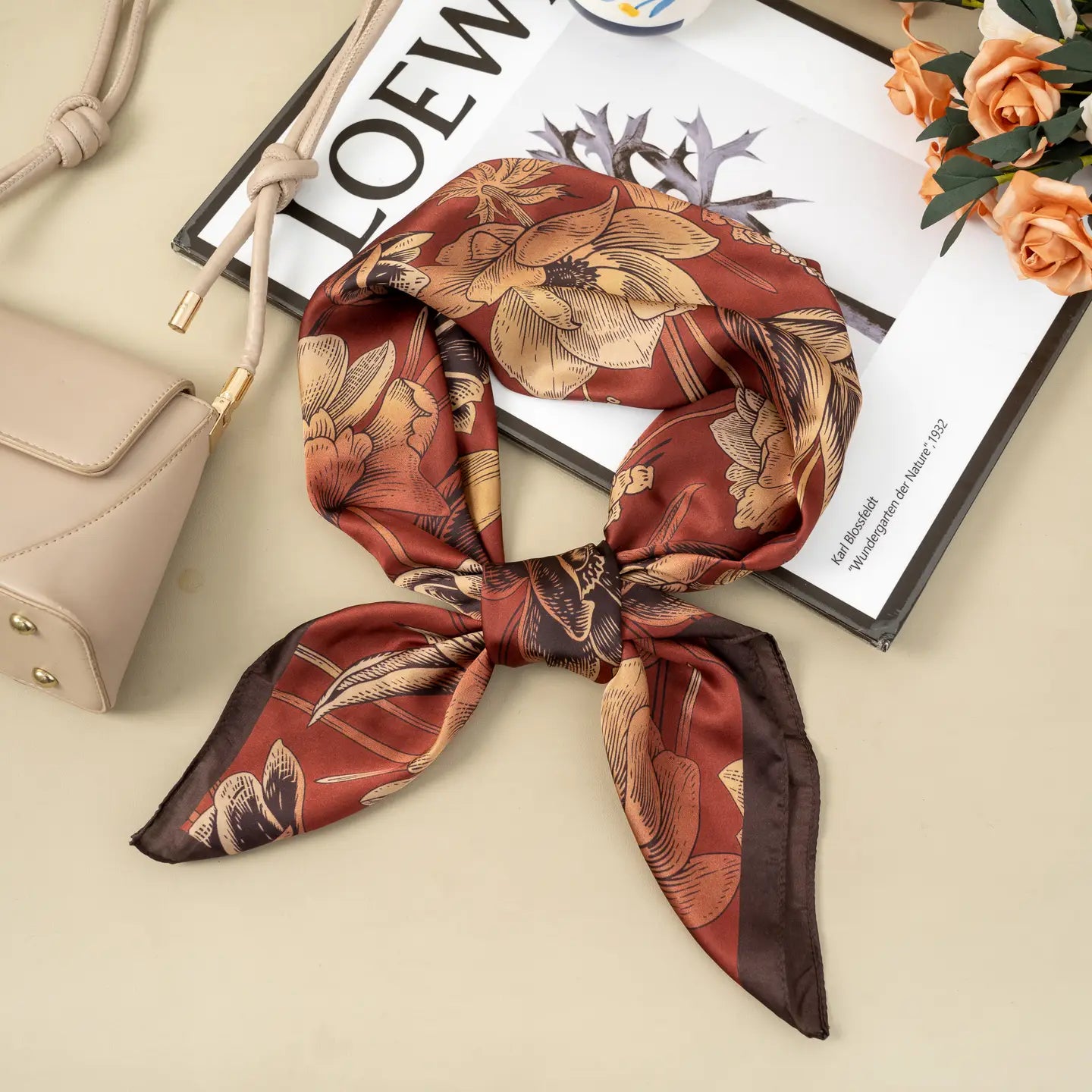 Foulard Carré 90x90 Imprimé Floral Chic